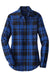 Port Authority LW668 Womens Flannel Long Sleeve Button Down Shirt Royal Blue/Black Flat Front