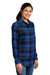 Port Authority LW668 Womens Flannel Long Sleeve Button Down Shirt Royal Blue/Black Model 3q