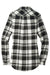 Port Authority LW668 Womens Flannel Long Sleeve Button Down Shirt Snow White/Black Flat Back