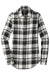 Port Authority LW668 Womens Flannel Long Sleeve Button Down Shirt Snow White/Black Flat Front