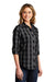 Port Authority LW670 Womens Everyday Plaid Long Sleeve Button Down Shirt Black Model 3q