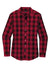 Port Authority LW670 Womens Everyday Plaid Long Sleeve Button Down Shirt Rich Red Flat Front