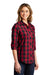 Port Authority LW670 Womens Everyday Plaid Long Sleeve Button Down Shirt Rich Red Model 3q