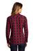 Port Authority LW670 Womens Everyday Plaid Long Sleeve Button Down Shirt Rich Red Model Back