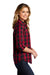 Port Authority LW670 Womens Everyday Plaid Long Sleeve Button Down Shirt Rich Red Model Side