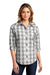 Port Authority LW670 Womens Everyday Plaid Long Sleeve Button Down Shirt Shadow Grey Model Front