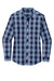 Port Authority LW670 Womens Everyday Plaid Long Sleeve Button Down Shirt True Navy Blue Flat Front