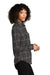 Port Authority LW672 Womens Ombre Plaid Long Sleeve Button Down Shirt w/ Double Pockets Deep Black Model Side