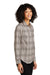 Port Authority LW672 Womens Ombre Plaid Long Sleeve Button Down Shirt w/ Double Pockets Frost Grey Model 3q