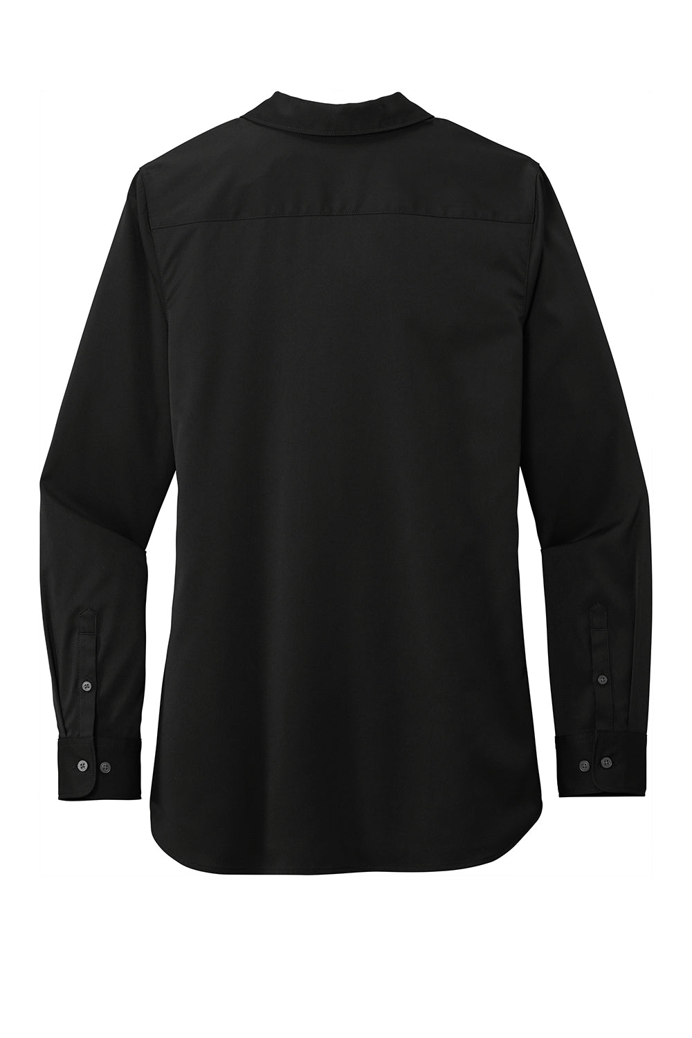 Port Authority LW680 Womens City Moisture Wicking Long Sleeve Polo Shirt Black Flat Back