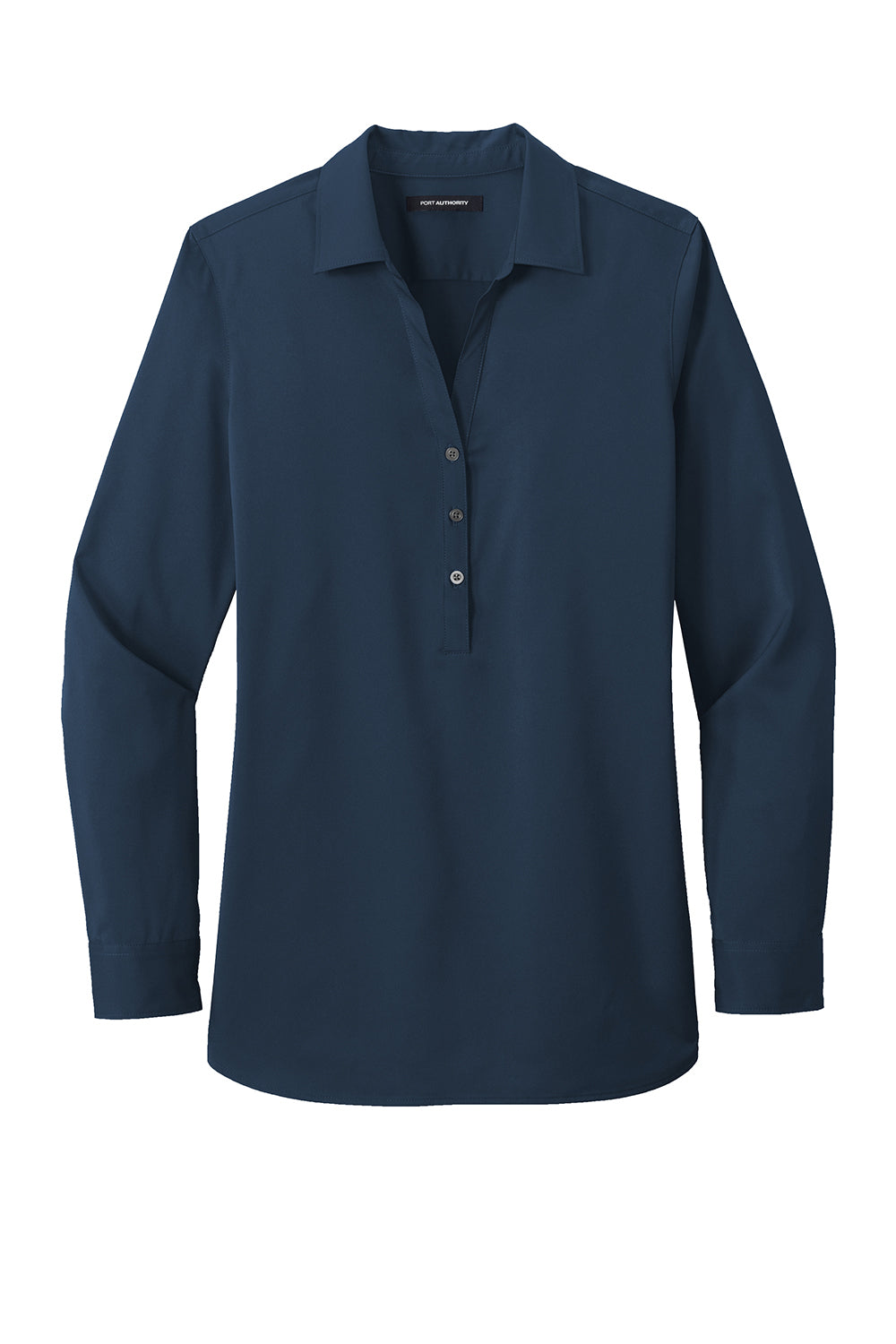 Port Authority LW680 Womens City Moisture Wicking Long Sleeve Polo Shirt River Navy Blue Flat Front