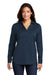 Port Authority LW680 Womens City Moisture Wicking Long Sleeve Polo Shirt River Navy Blue Model Front