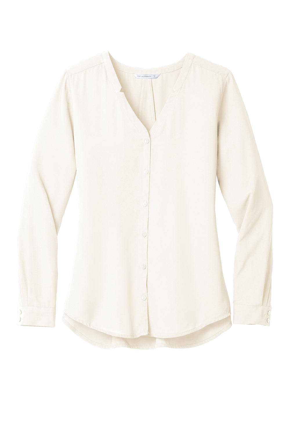 Port Authority LW700 Womens Long Sleeve Button Down Shirt Ivory Chiffon White Flat Front