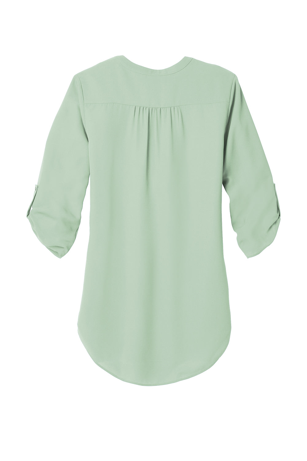 Port Authority LW701 Womens 3/4 Sleeve V-Neck T-Shirt Misty Sage Green Flat Back