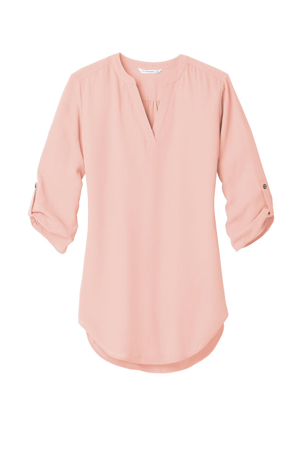 Port Authority LW701 Womens 3/4 Sleeve V-Neck T-Shirt Rose Quartz Pink Flat Front