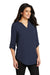 Port Authority LW701 Womens 3/4 Sleeve V-Neck T-Shirt True Navy Blue Model 3q