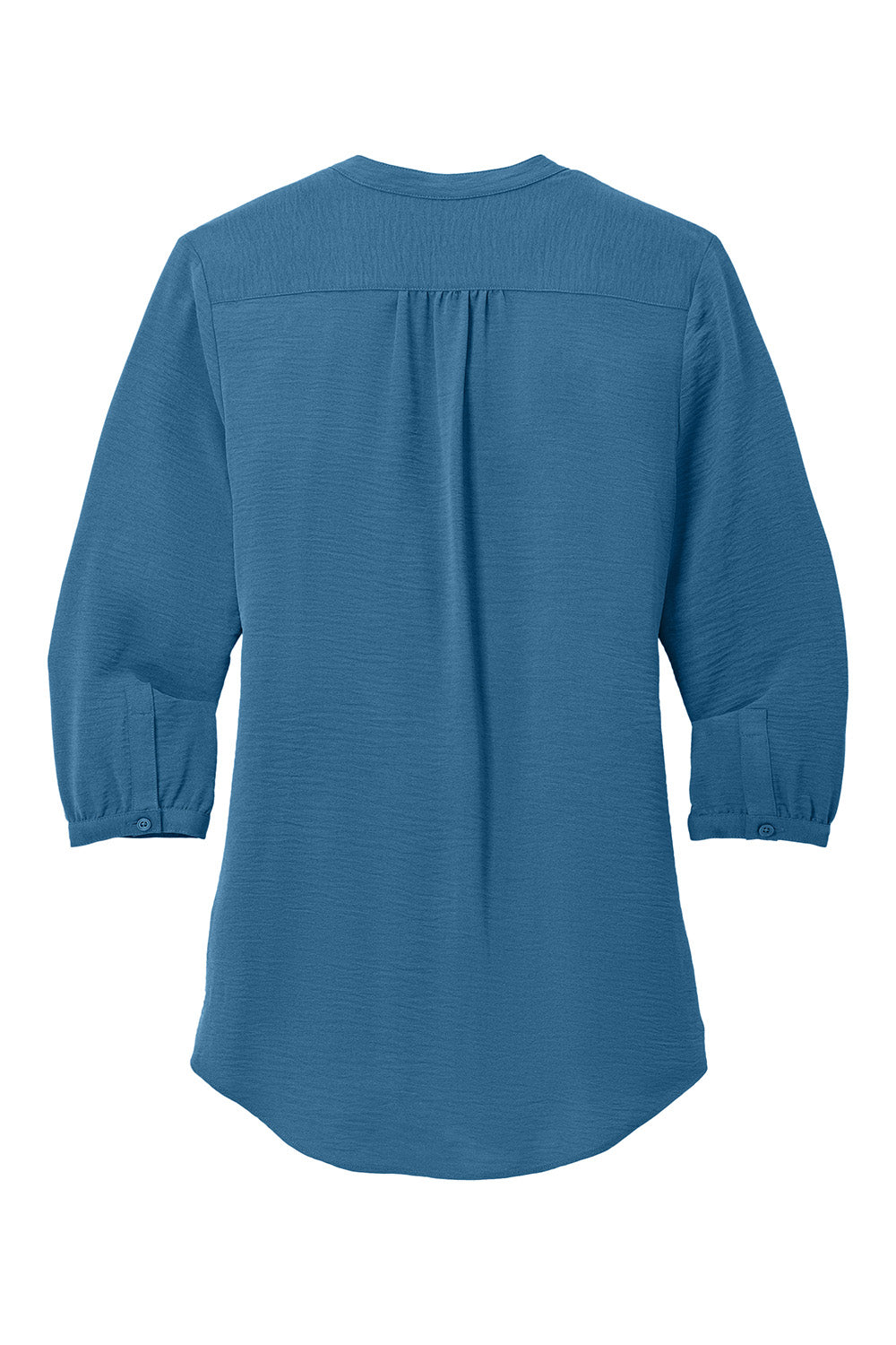 Port Authority LW713 Womens Textured Crepe 3/4 Sleeve Tunic Aegean Blue Flat Back