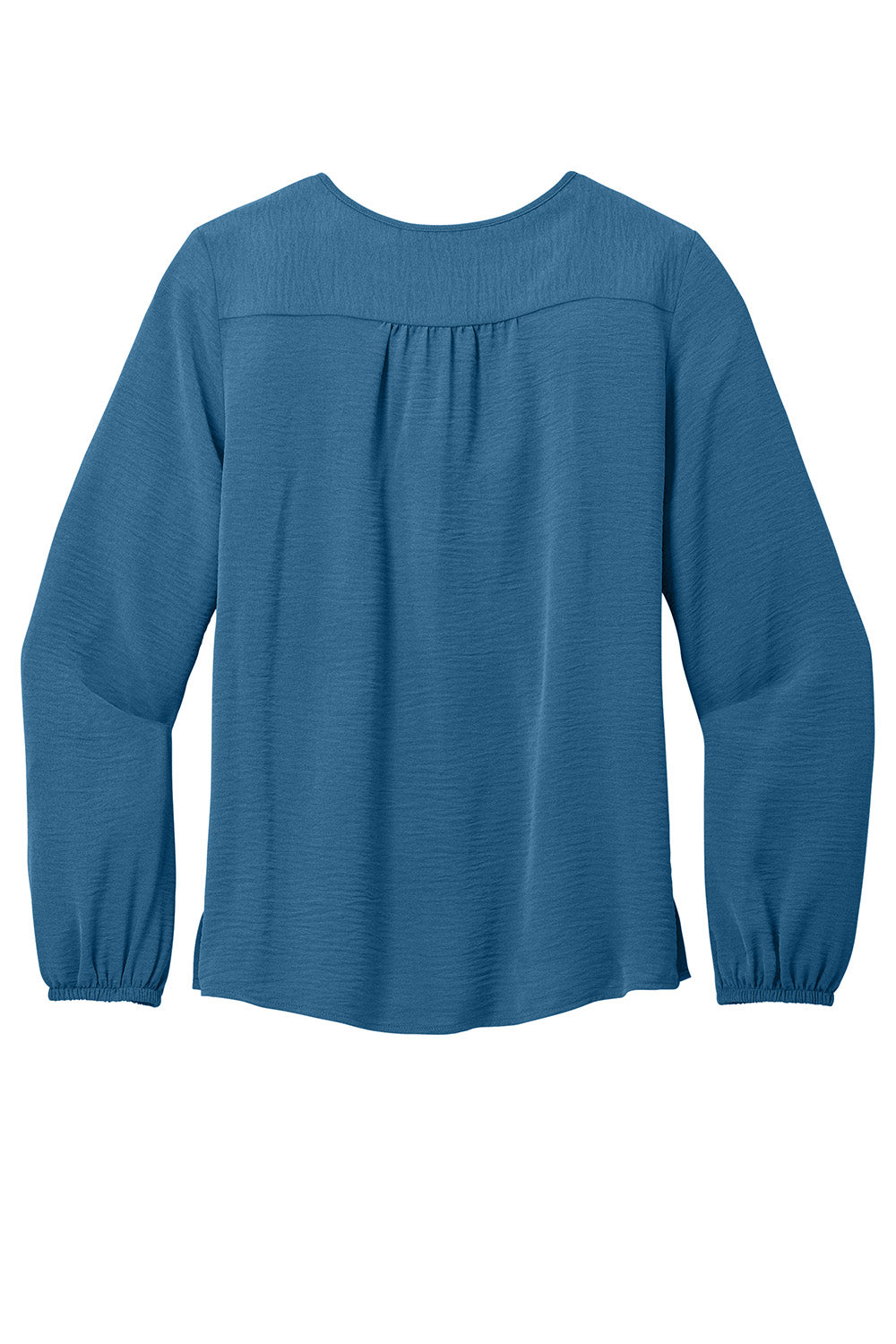 Port Authority LW714 Womens Textured Crepe Long Sleeve Blouse Aegean Blue Flat Back