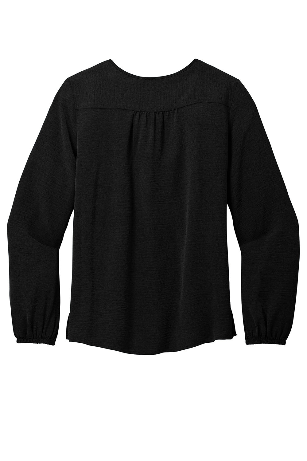 Port Authority LW714 Womens Textured Crepe Long Sleeve Blouse Deep Black Flat Back