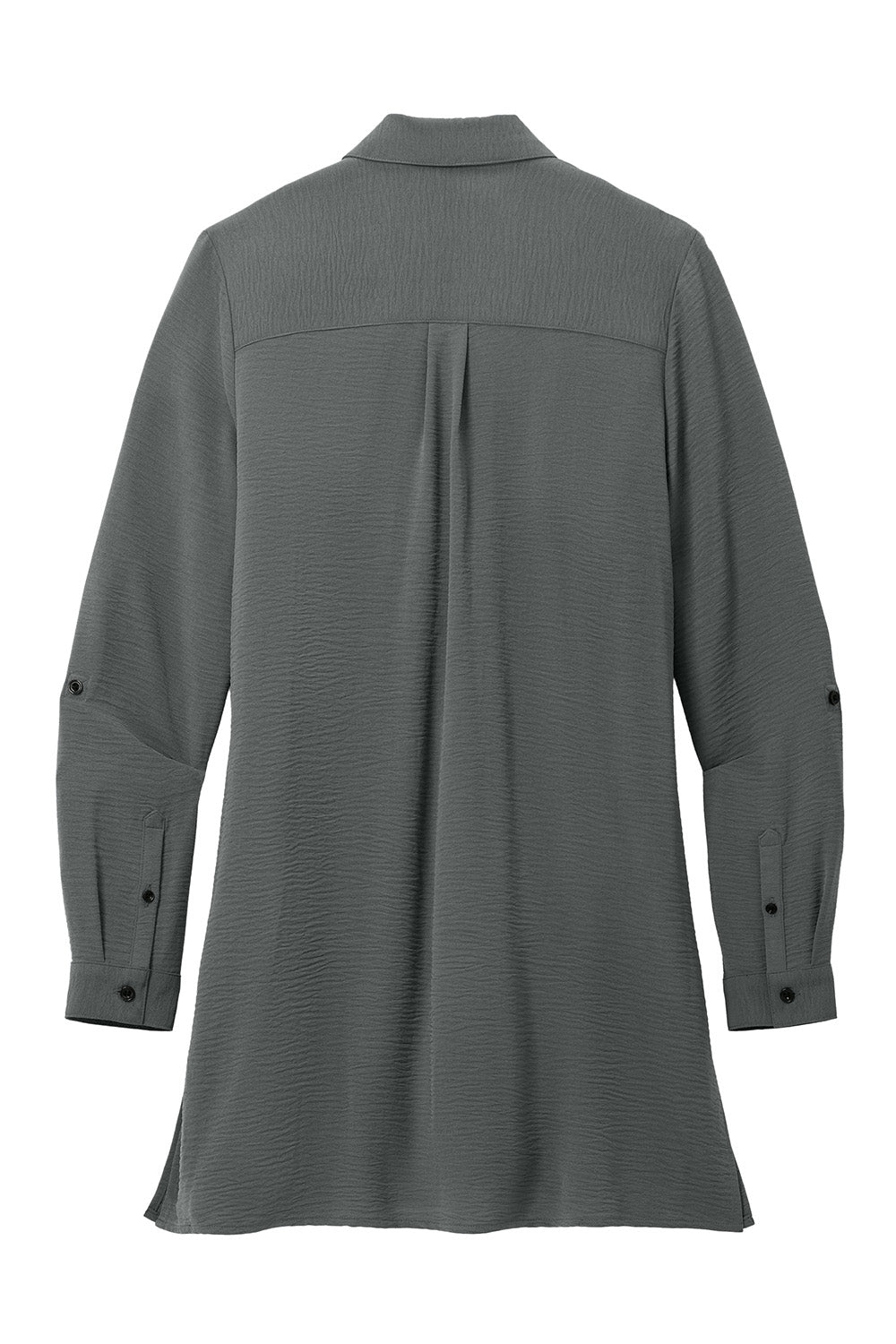 Port Authority LW715 Womens Textured Crepe Long Sleeve Long Body Tunic Graphite Grey Flat Back