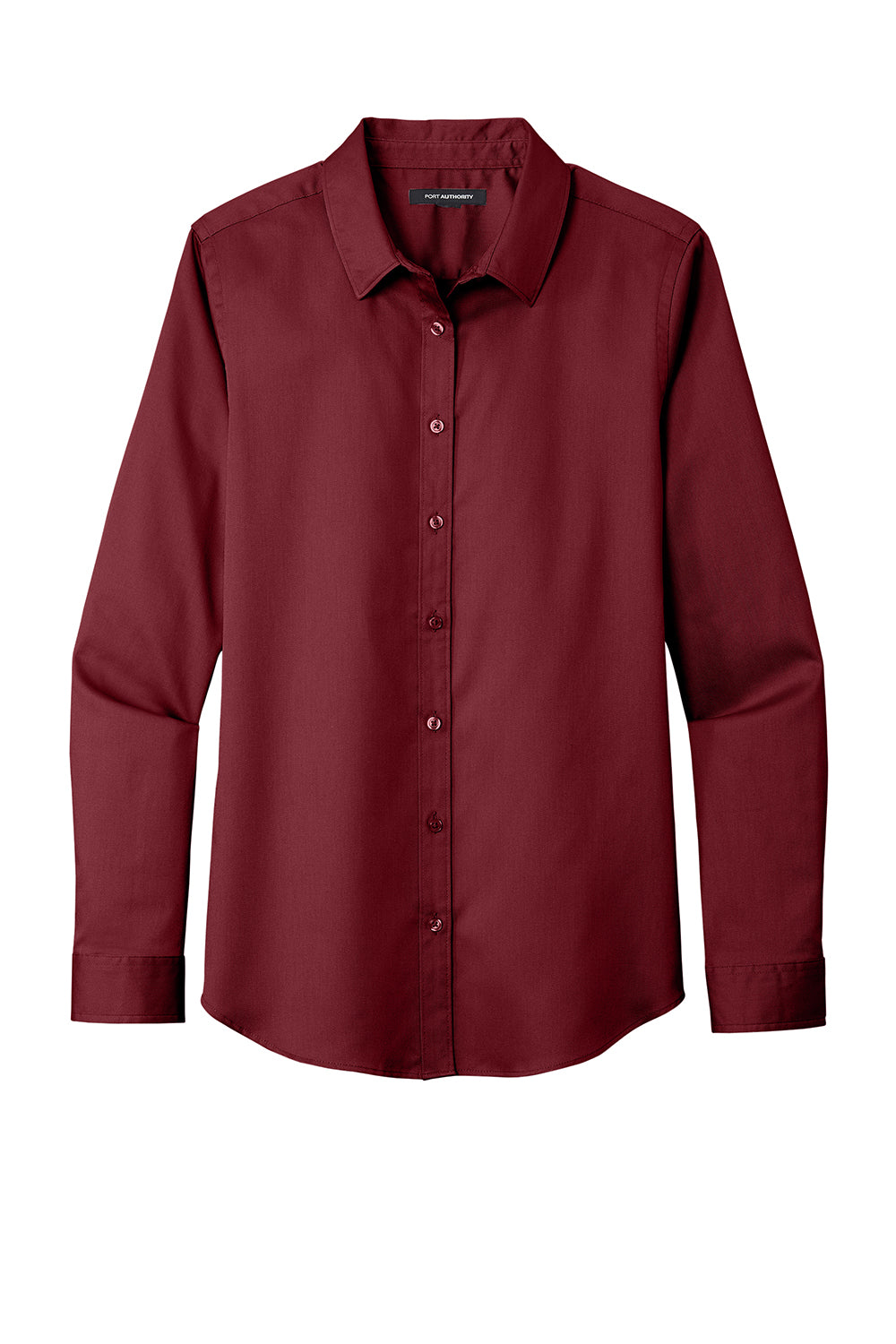 Port Authority LW808 Womens SuperPro Wrinkle Resistant React Long Sleeve Button Down Shirt Burgundy Flat Front