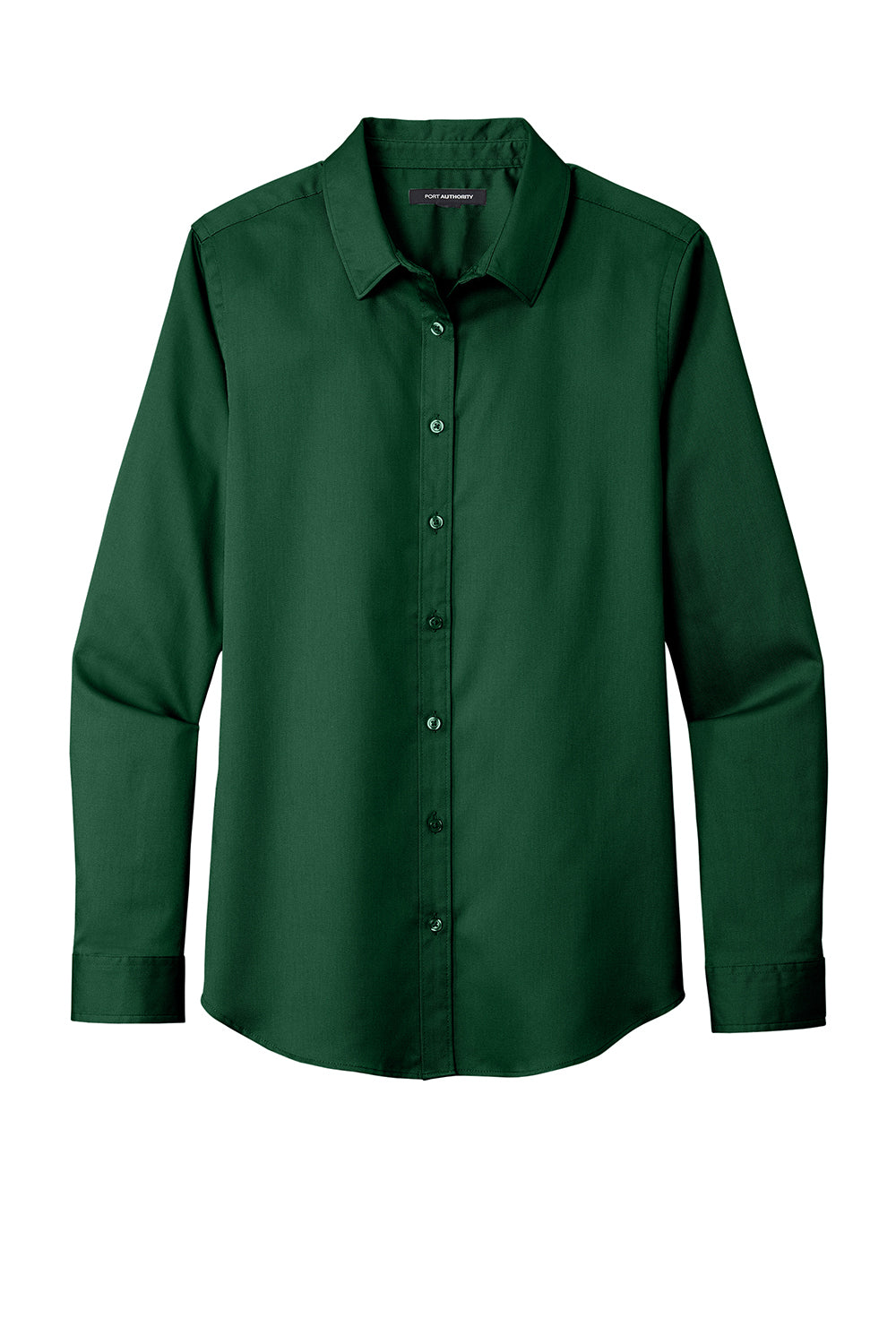 Port Authority LW808 Womens SuperPro Wrinkle Resistant React Long Sleeve Button Down Shirt Dark Green Flat Front