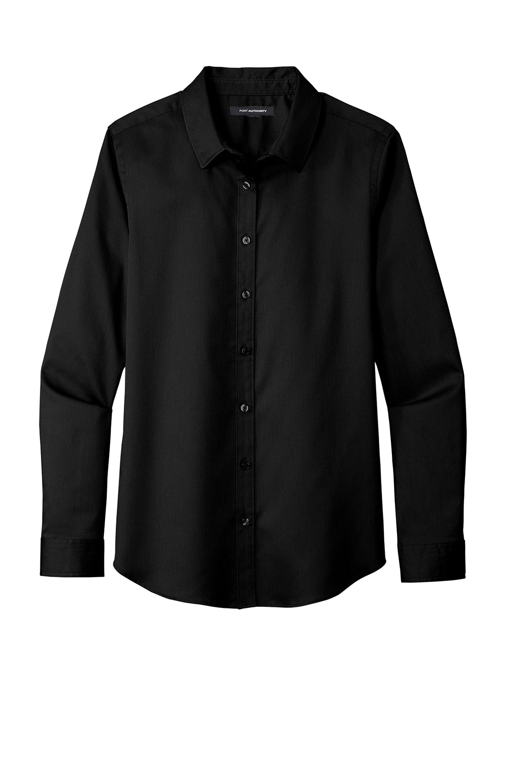 Port Authority LW808 Womens SuperPro Wrinkle Resistant React Long Sleeve Button Down Shirt Deep Black Flat Front