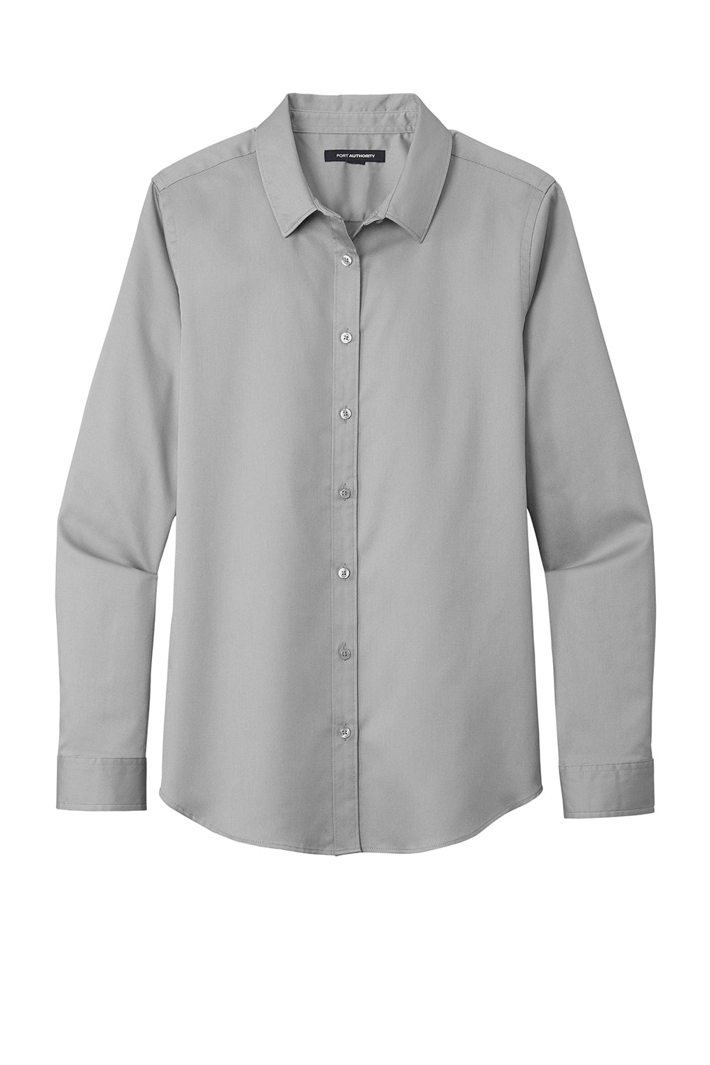 Port Authority LW808 Womens SuperPro Wrinkle Resistant React Long Sleeve Button Down Shirt Gusty Grey Flat Front