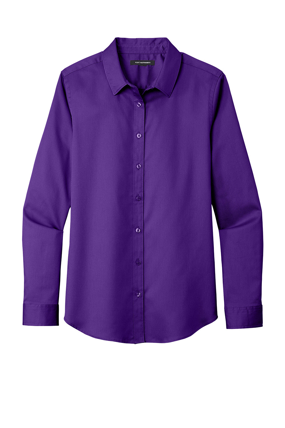 Port Authority LW808 Womens SuperPro Wrinkle Resistant React Long Sleeve Button Down Shirt Purple Flat Front