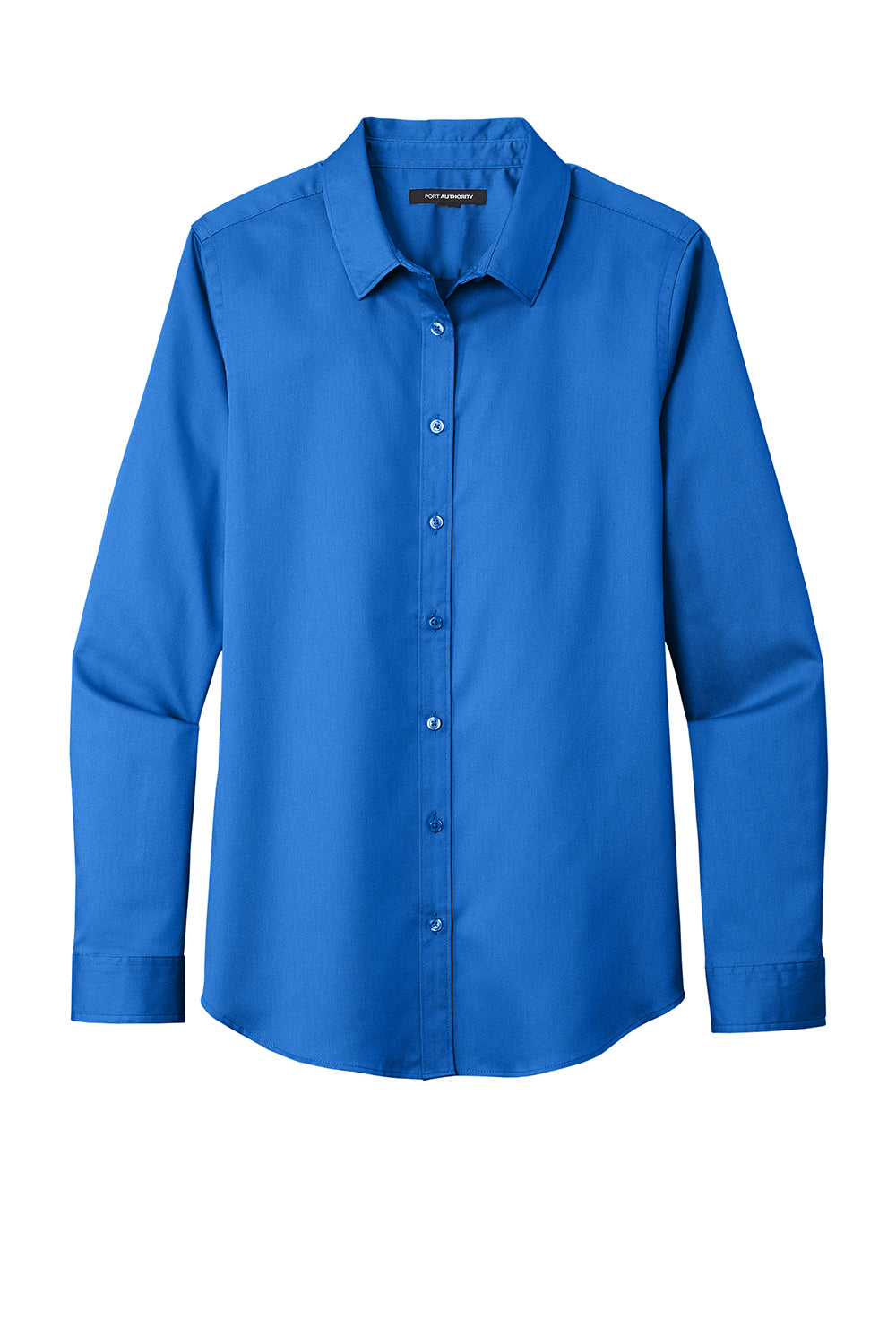 Port Authority LW808 Womens SuperPro Wrinkle Resistant React Long Sleeve Button Down Shirt Strong Blue Flat Front