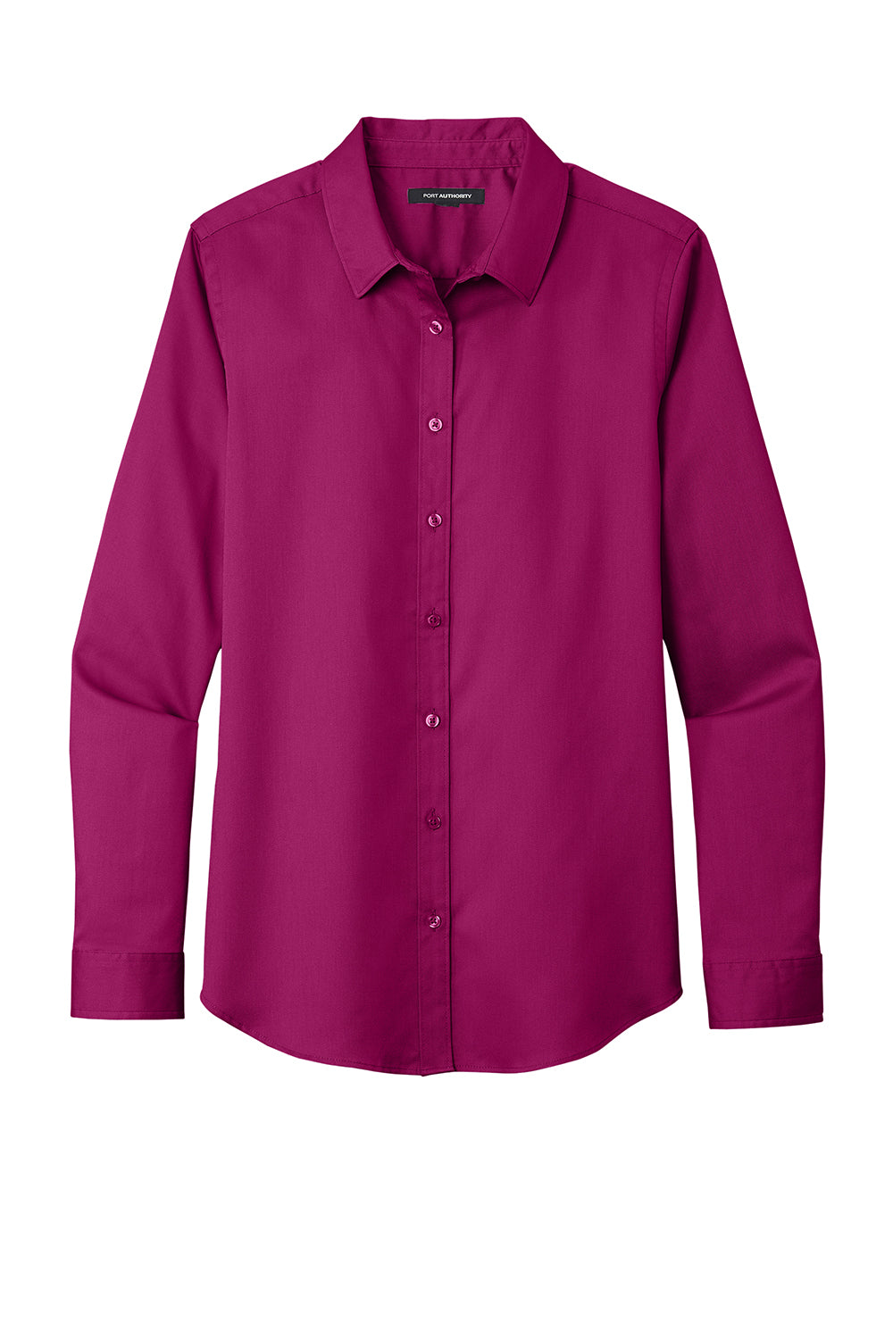 Port Authority LW808 Womens SuperPro Wrinkle Resistant React Long Sleeve Button Down Shirt Wild Berry Flat Front