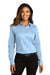 Port Authority LW808 Womens SuperPro Wrinkle Resistant React Long Sleeve Button Down Shirt Cloud Blue Model Front