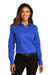 Port Authority LW808 Womens SuperPro Wrinkle Resistant React Long Sleeve Button Down Shirt True Royal Blue Model Front