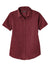 Port Authority LW809 Womens SuperPro Wrinkle Resistant React Short Sleeve Button Down Shirt Burgundy Flat Front