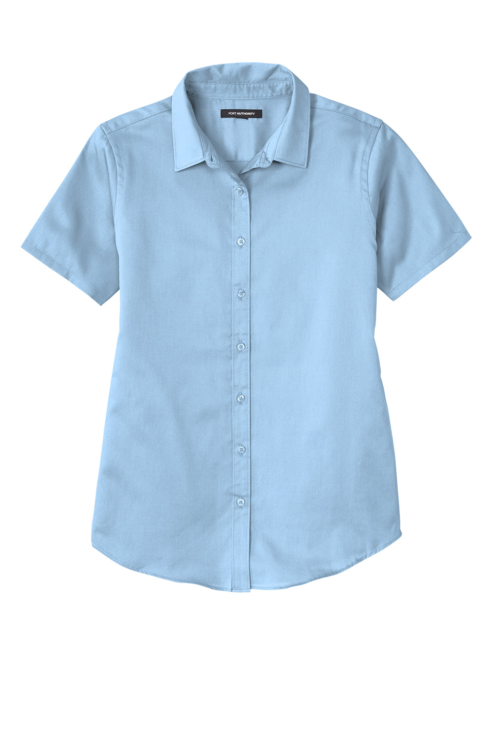 Port Authority LW809 Womens SuperPro Wrinkle Resistant React Short Sleeve Button Down Shirt Cloud Blue Flat Front