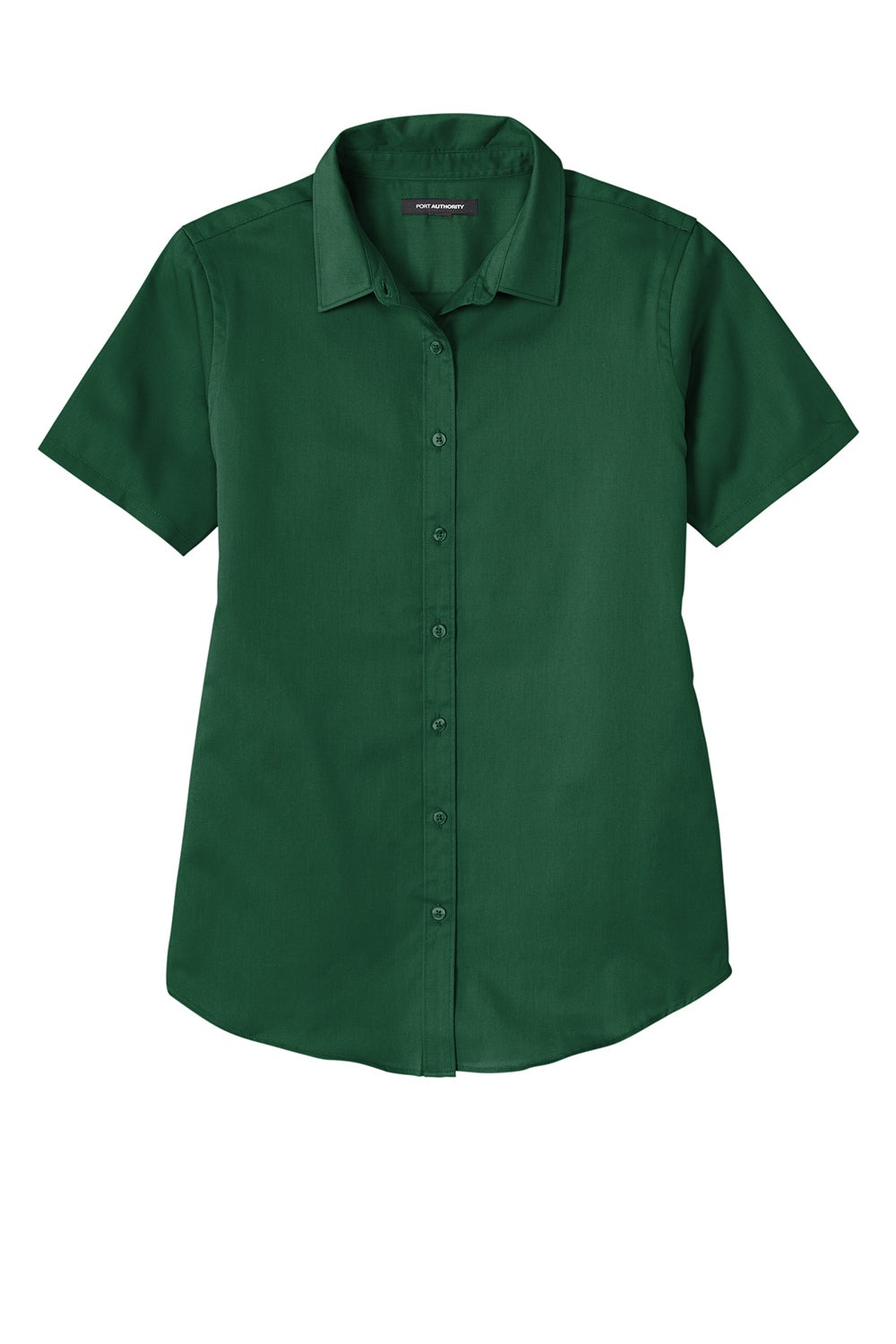 Port Authority LW809 Womens SuperPro Wrinkle Resistant React Short Sleeve Button Down Shirt Dark Green Flat Front