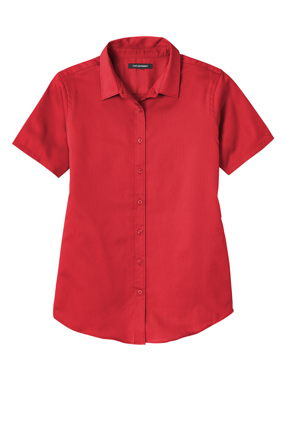 Port Authority LW809 Womens SuperPro Wrinkle Resistant React Short Sleeve Button Down Shirt Rich Red Flat Front