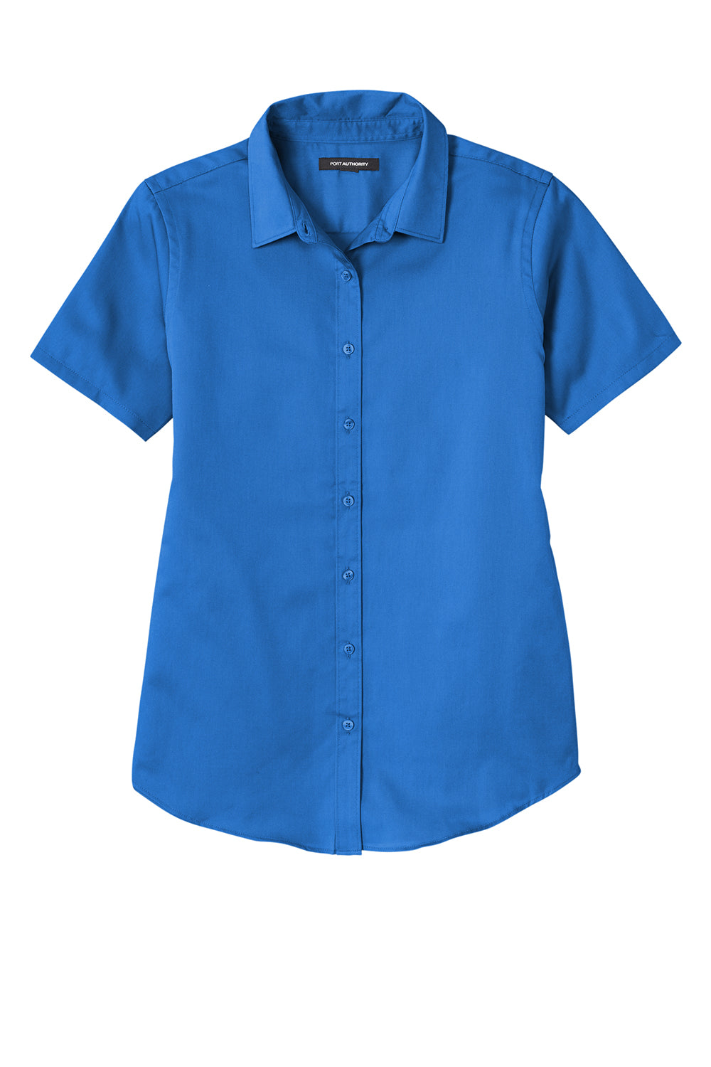 Port Authority LW809 Womens SuperPro Wrinkle Resistant React Short Sleeve Button Down Shirt Strong Blue Flat Front