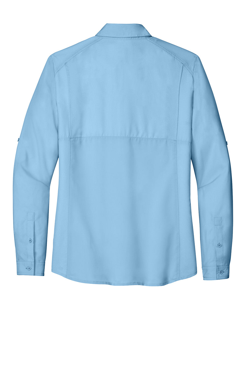 Port Authority LW960 Womens UV Daybreak Long Sleeve Button Down Shirt w/ Pockets Light Blue Flat Back