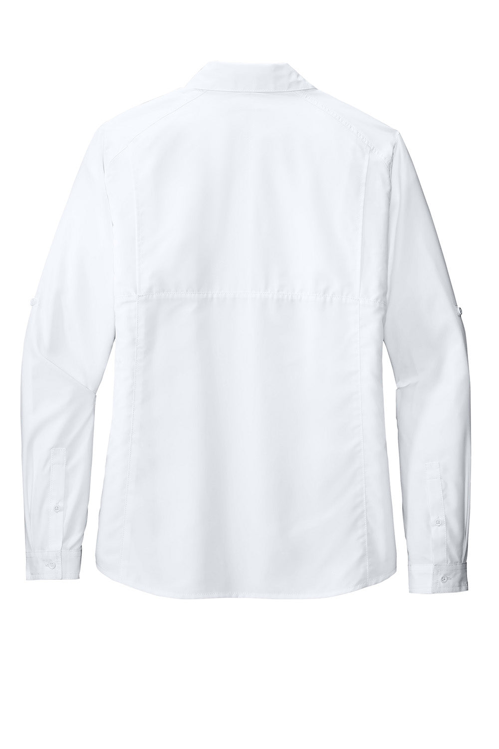 Port Authority LW960 Womens UV Daybreak Long Sleeve Button Down Shirt w/ Pockets White Flat Back