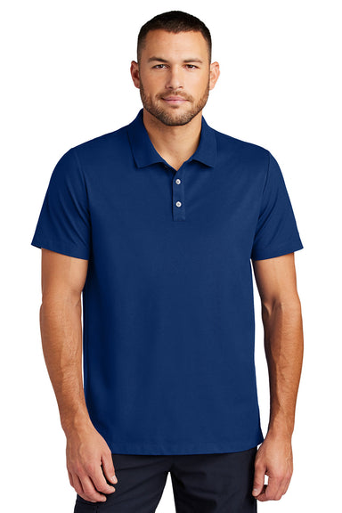 Mercer+Mettle MM1004 Mens Stretch Pique Short Sleeve Polo Shirt Note Blue Model Front