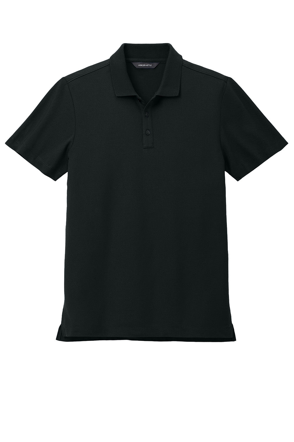 Mercer+Mettle MM1004 Mens Stretch Pique Short Sleeve Polo Shirt Deep Black Flat Front