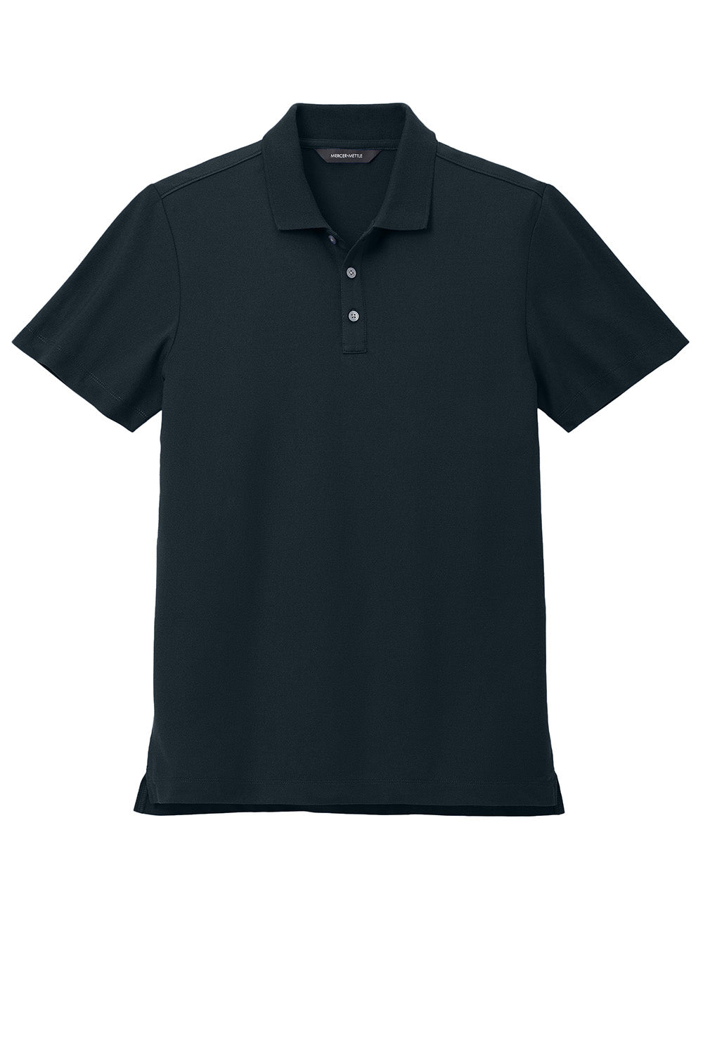 Mercer+Mettle MM1004 Mens Stretch Pique Short Sleeve Polo Shirt Night Navy Blue Flat Front