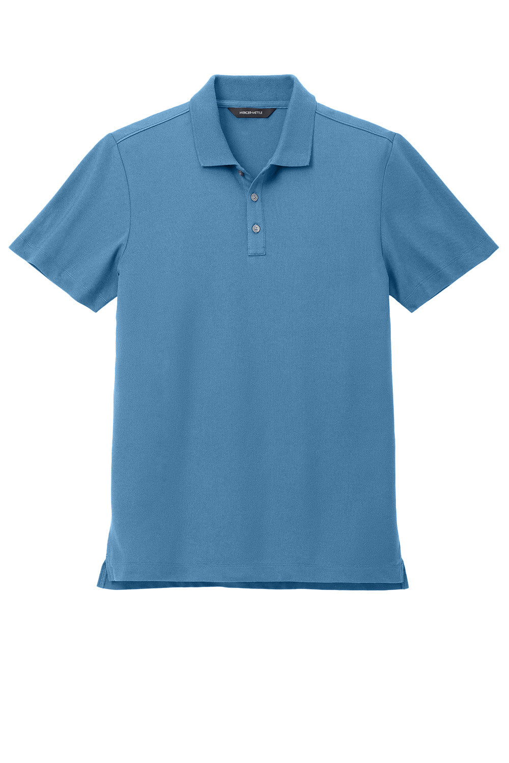 Mercer+Mettle MM1004 Mens Stretch Pique Short Sleeve Polo Shirt Parisian Blue Flat Front