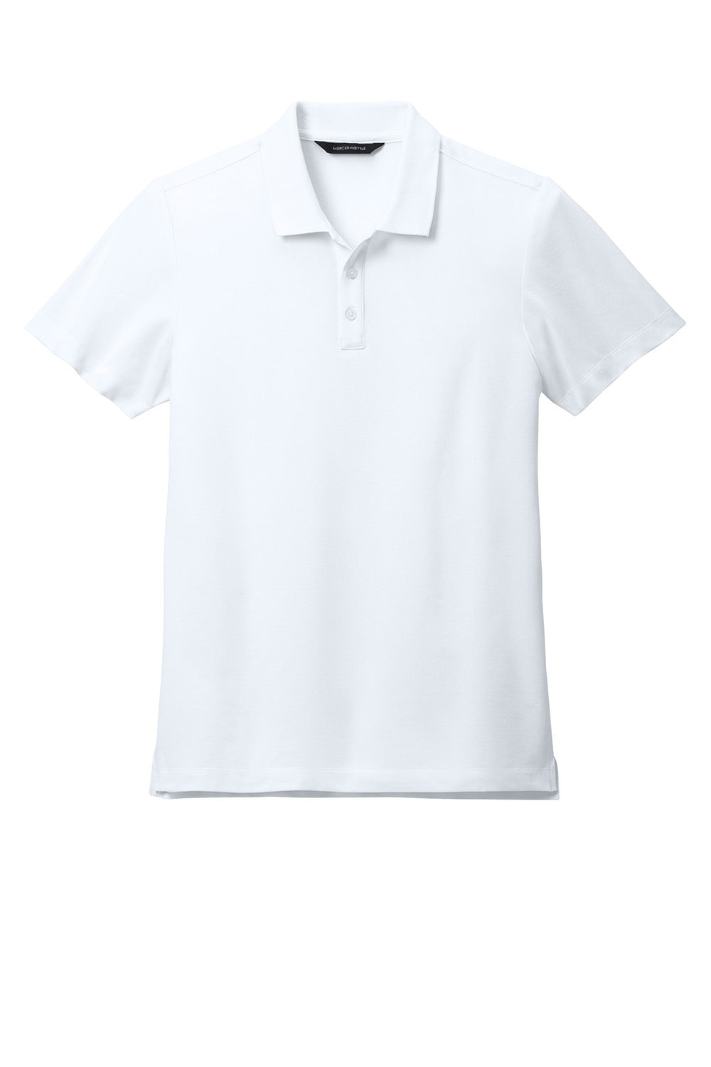 Mercer+Mettle MM1004 Mens Stretch Pique Short Sleeve Polo Shirt White Flat Front