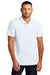 Mercer+Mettle MM1004 Mens Stretch Pique Short Sleeve Polo Shirt White Model Front