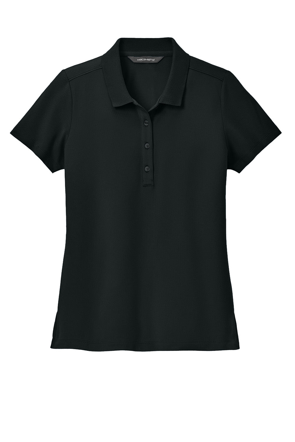 Mercer+Mettle MM1005 Womens Stretch Pique Short Sleeve Polo Shirt Deep Black Flat Front