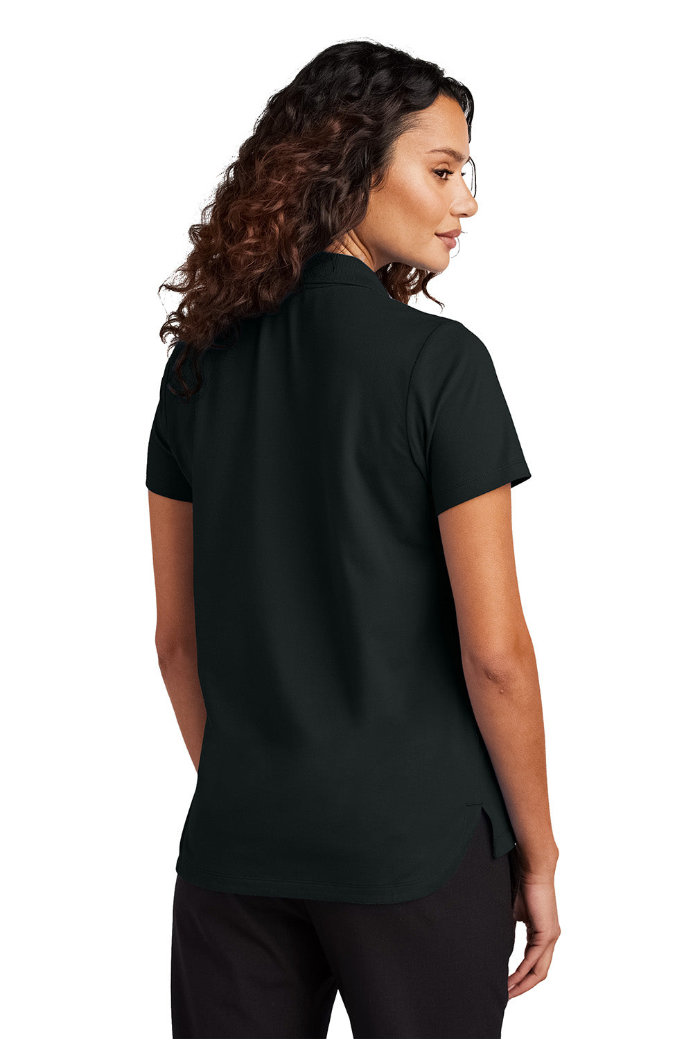 Mercer+Mettle MM1005 Womens Stretch Pique Short Sleeve Polo Shirt Deep Black Model Back