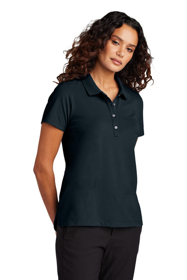 Mercer+Mettle MM1005 Womens Stretch Pique Short Sleeve Polo Shirt Night Navy Blue Model Front