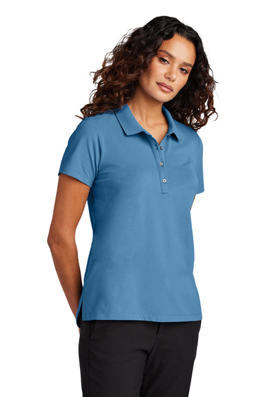 Mercer+Mettle MM1005 Womens Stretch Pique Short Sleeve Polo Shirt Parisian Blue Model Front